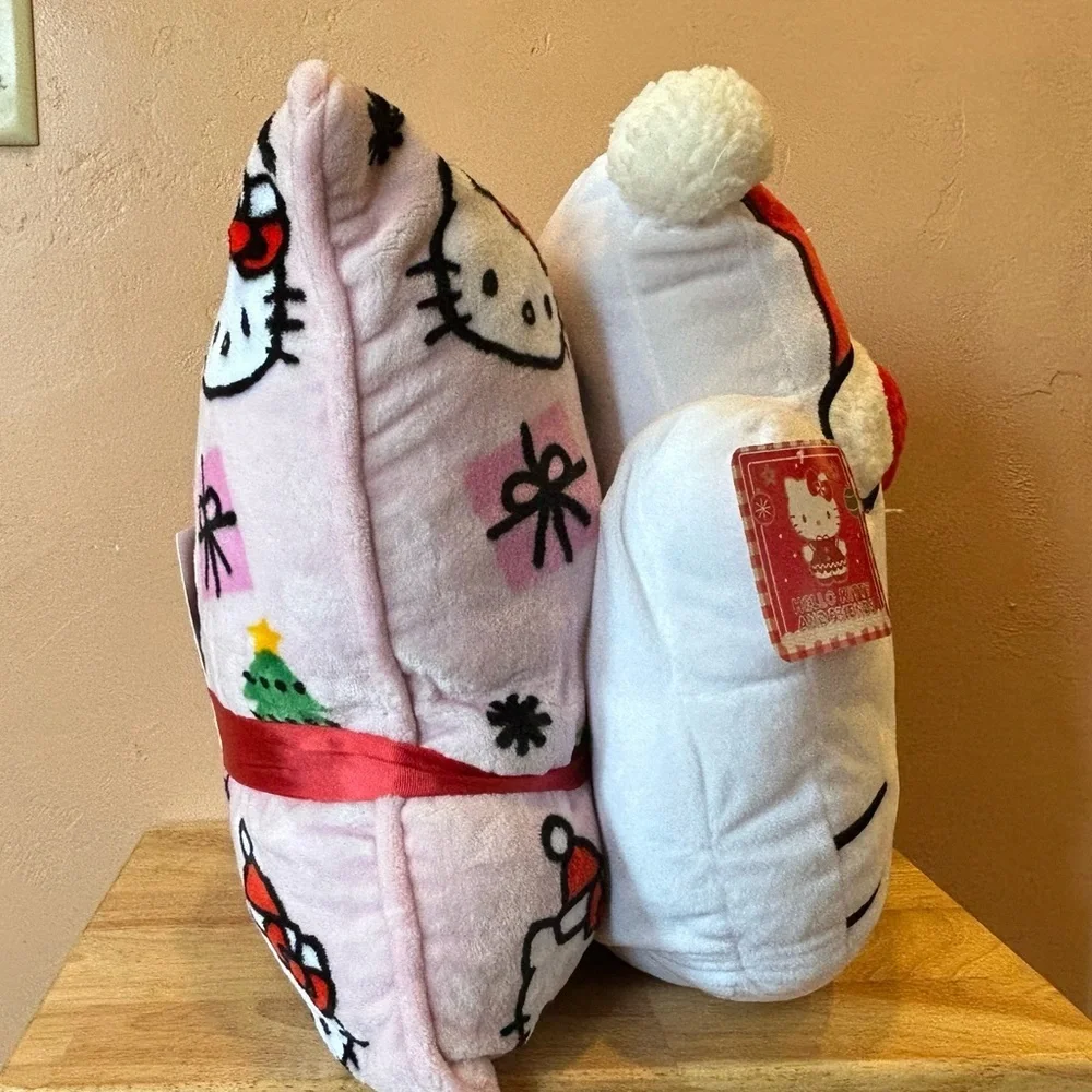 HELLO KITTY AND FRIENDS 2pk Plush Christmas Themed Pillows Made By Sanrio. NWTS
